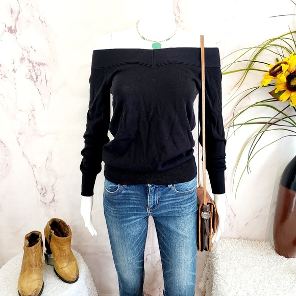 Reiss Chic Off-Shoulder Black sweater - Picture 4 of 7